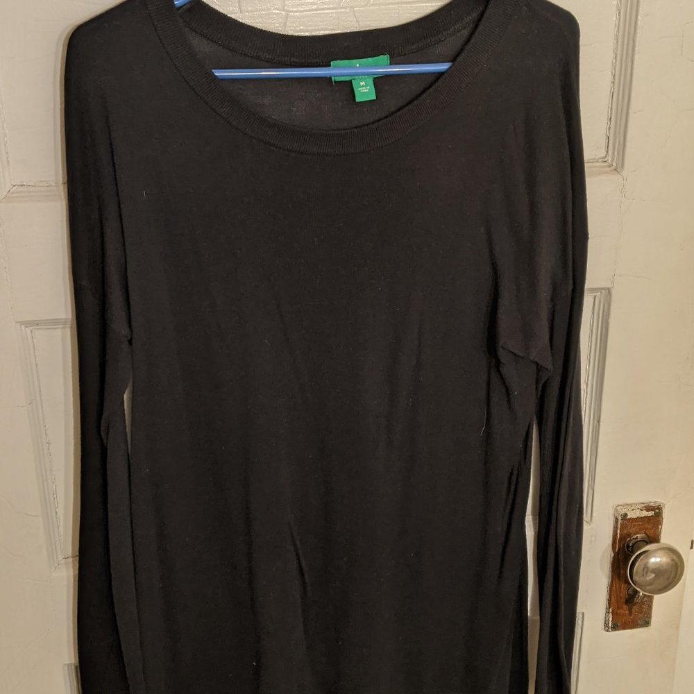 Black Cotton Long-sleeve Tunic
